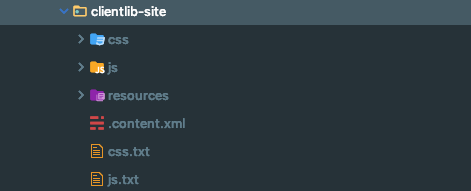 aem clientlib-site folder structure