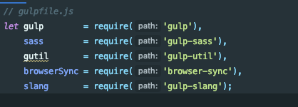 gulp commands to require packages